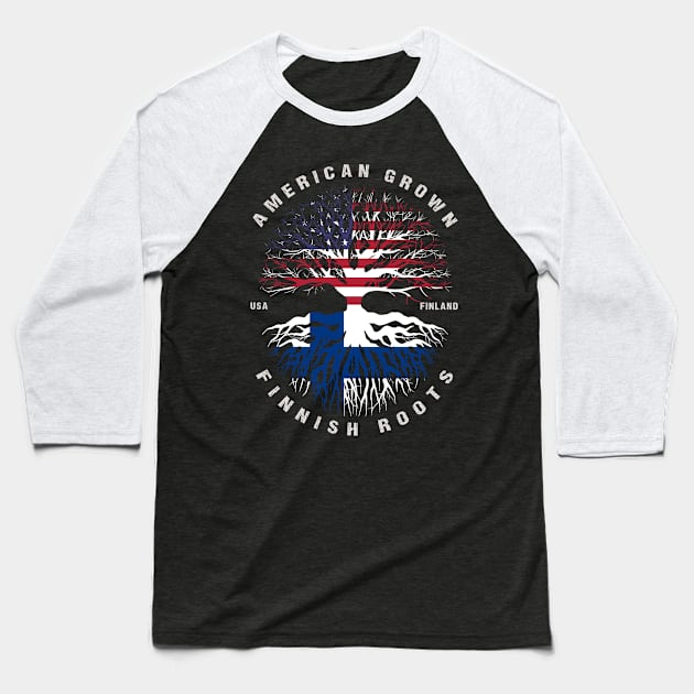 American Grown Finnish Roots Finland Flag Baseball T-Shirt by heart teeshirt